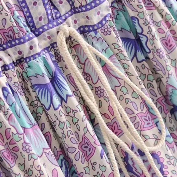 Boho Floral Leopard Gypsy Print Dress Purple - Picture 8 of 13